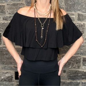 NWT Boo Hoo Off Shoulder Ruffle Crop Top